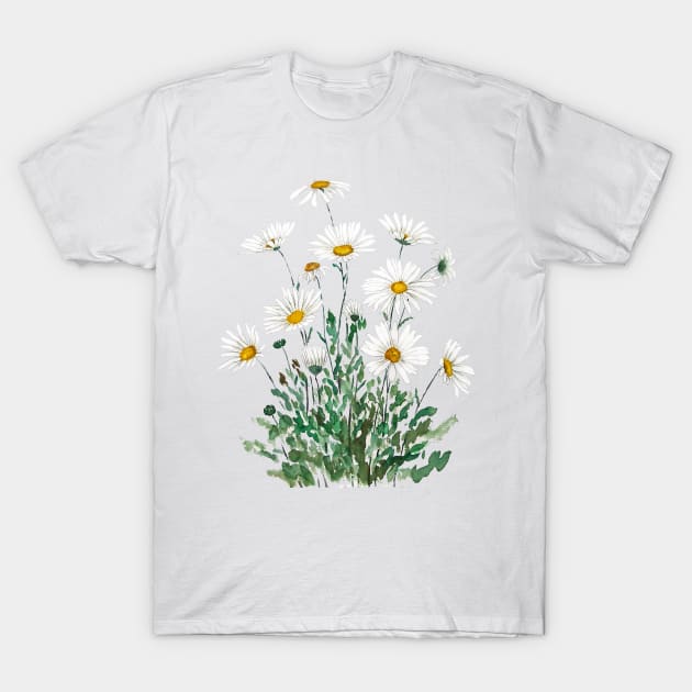 white Margaret daisy watercolor T-Shirt by colorandcolor